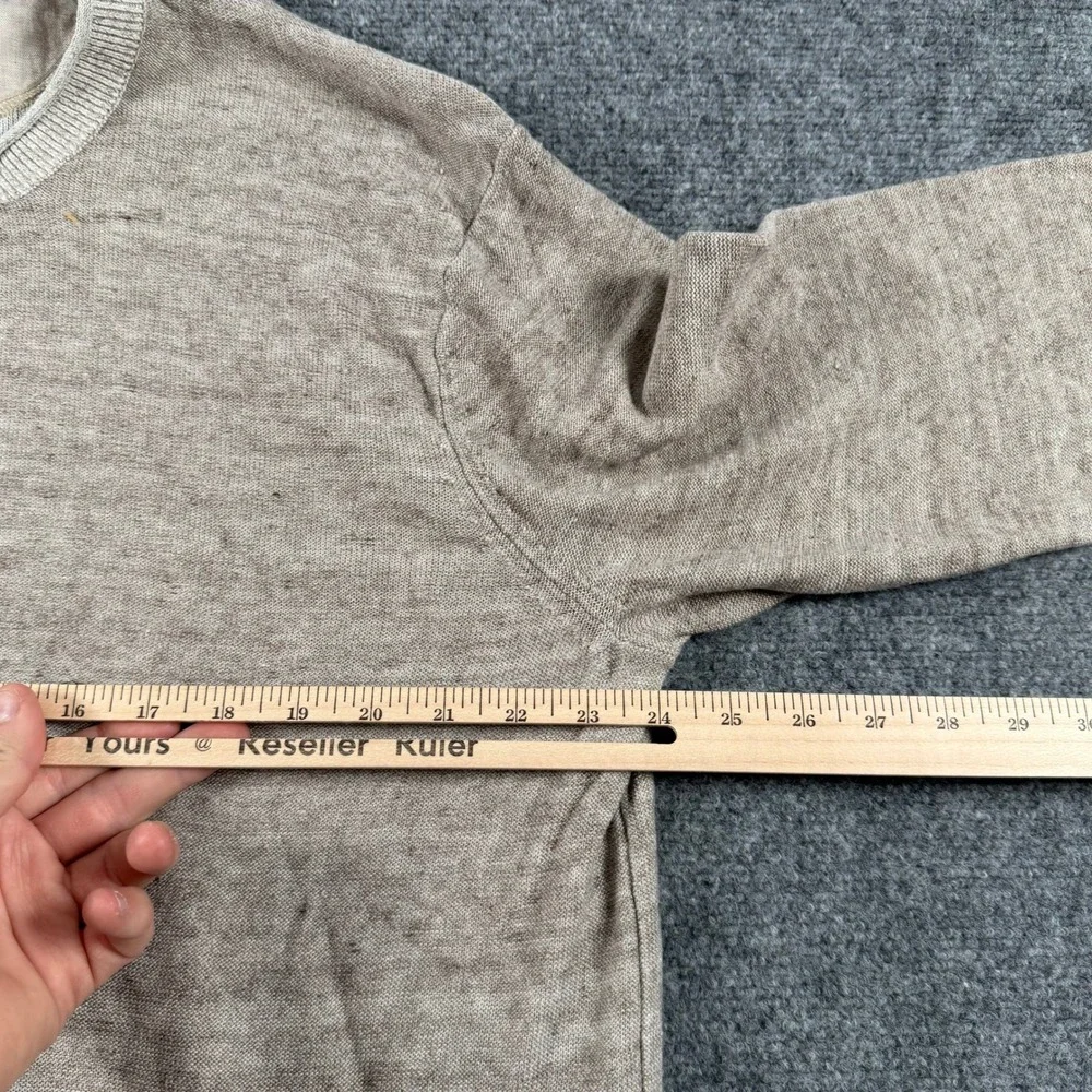 Williams & Kent Sweater Mens 2XL Tan Linen Cotton Knit Crewneck Pullover Ribbed